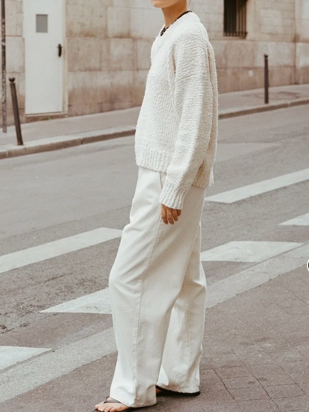 OZMA Dylan sweater, organic cotton boucle, ecru XS/ S